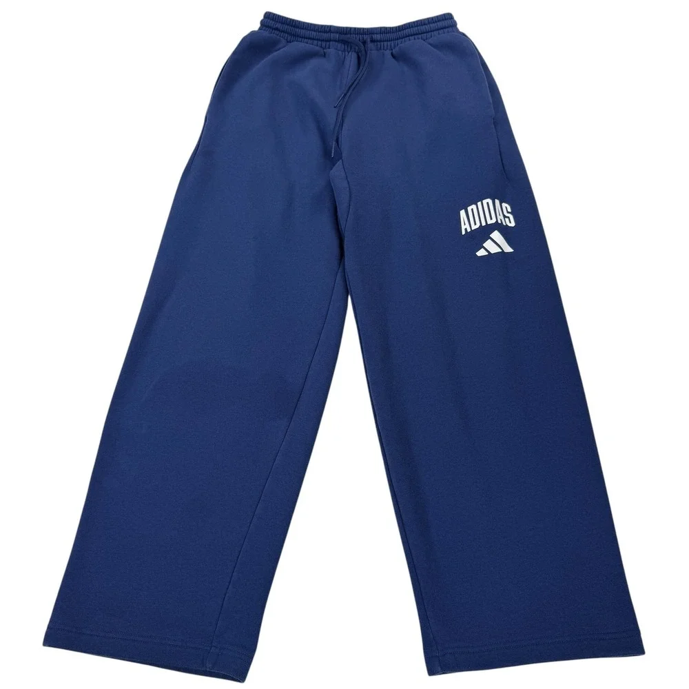Adidas Mens Small‎ Blue Fleece Sweatpants Wide Leg Athletic Lounge Pants